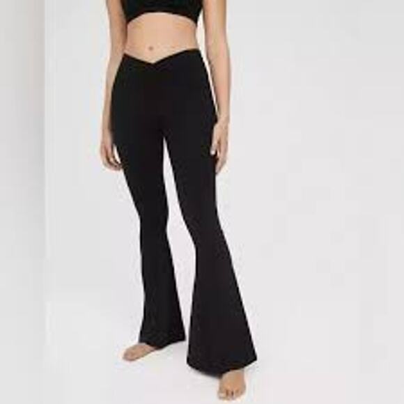 Offline by AERIE High Rise Flare Legging ACTIVE LOUNGEWEAR YOGA Black Small S - Picture 2 of 4